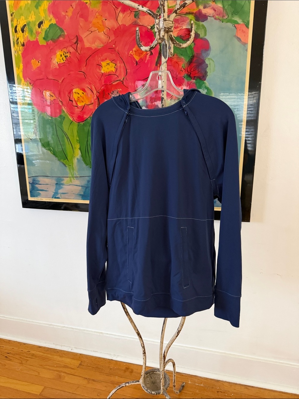 Oscar de la Renta Navy Hooded Pullover